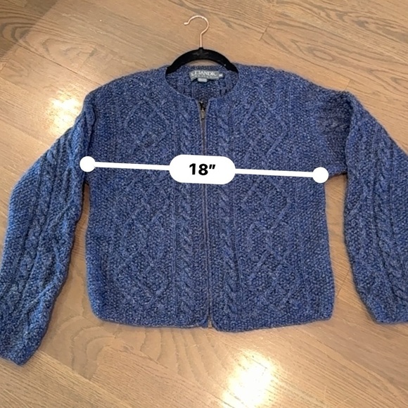 Icelandic Designs Blue Zip Cardigan Sweater, Womens M, Wool Blend Fisherman - Picture 10 of 11